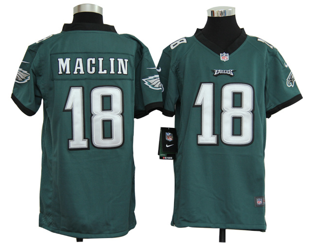 Nike Dark Green youths Game Jersey Philadelphia Eagles 18 Jeremy Maclin
